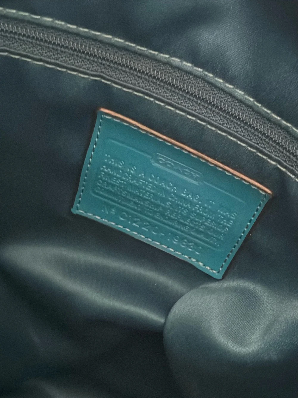 Coach Ashley Teal Patent Leather Quilted Tote Shoulder Bag Chain Strap Large